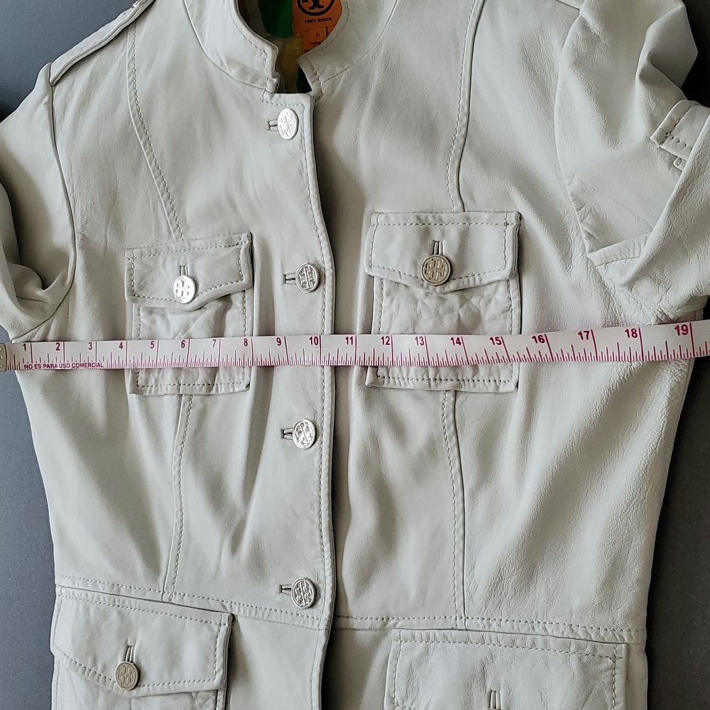 Tory Burch Winter White Sergeant Pepper Military Style Leather Jacket - Picture 15 of 16